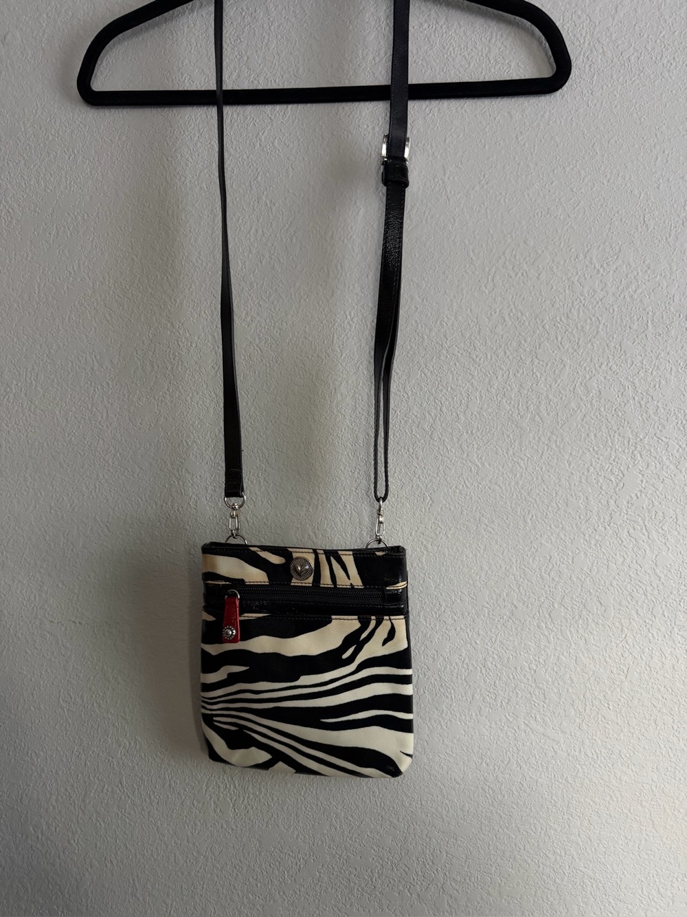 Brighton Zebra Print Crossbody Bag with Black Trim